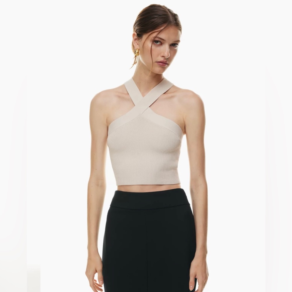 Aritzia Babaton Sculpt Knit Criss Cross Cropped Tank